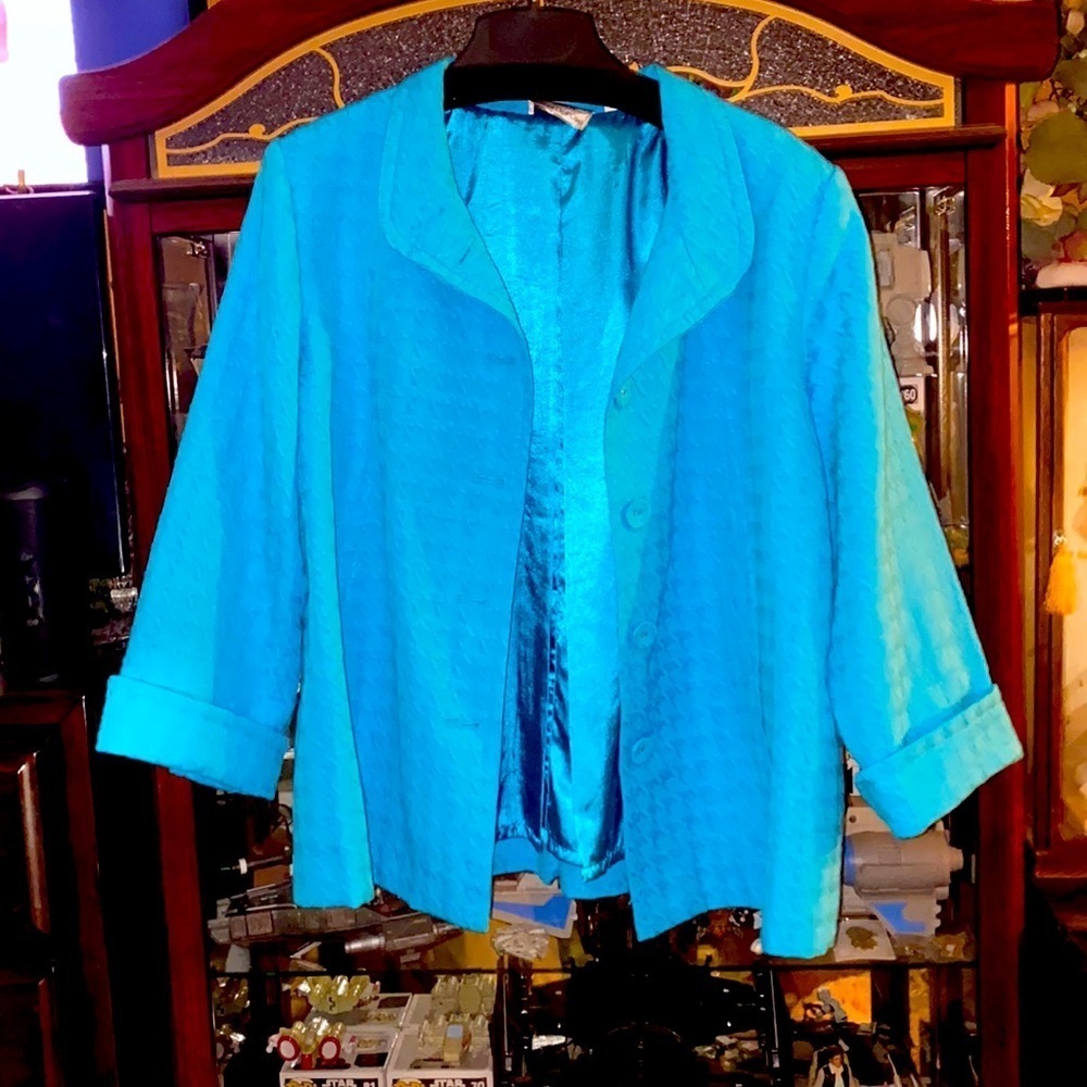 Linea by Louis Dell'Olio Jacket Women's Size XL blue Textured
